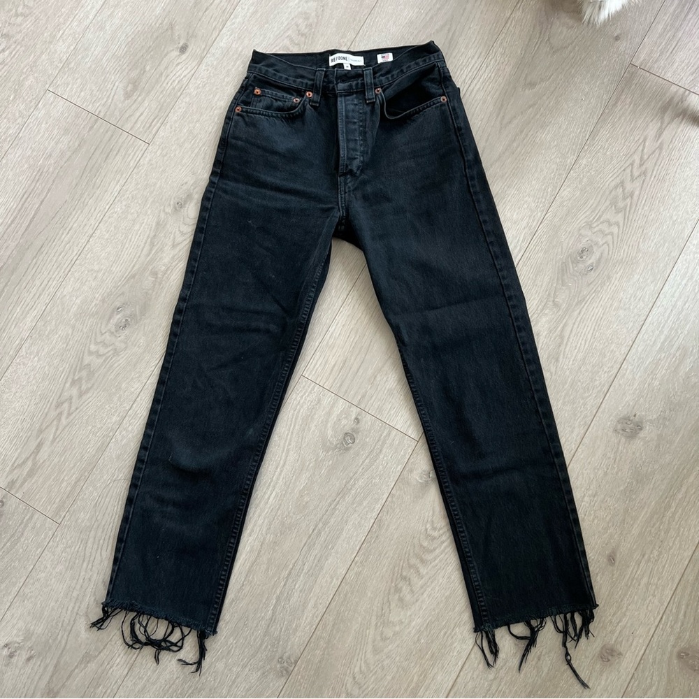 ReDone High Waisted Cropped Ankle Jeans Black